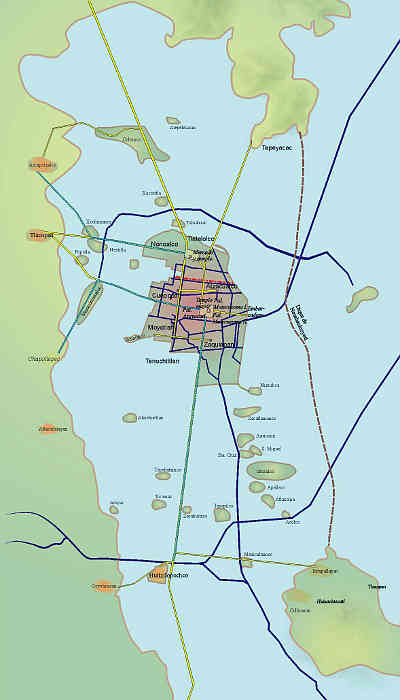 Tenochtitlan Aztec Canals Network Map